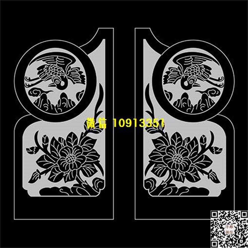 精雕图65牡丹花墓碑抱鼓精雕图线雕图线条图单线铣底图_电脑雕刻plt文泰矢量图精雕图浮雕图